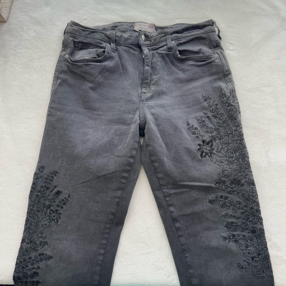 Free People Embroidered Girlfriend Jeans We The Free Gray Wash Size 28 - Picture 7 of 10